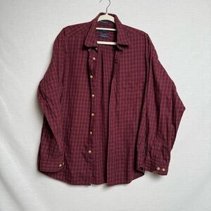 Dockers “No Wrinkles” Burgundy Plaid Button-Down Shirt – Size L, Long Sleeve